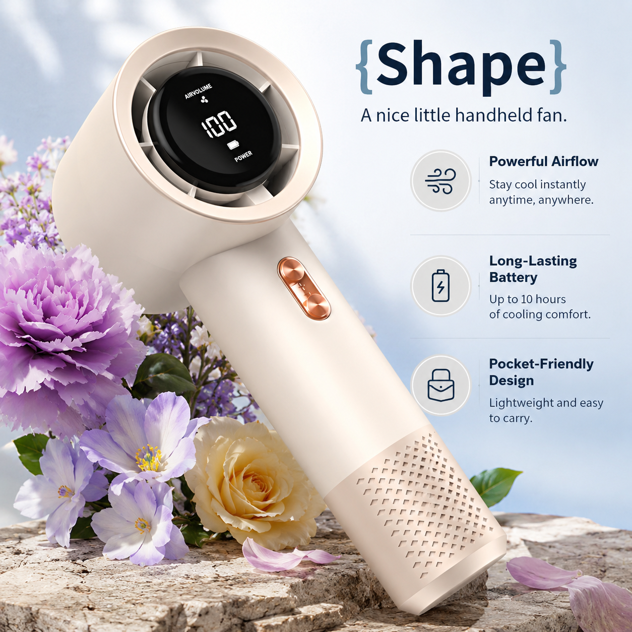 Portable Handheld Bladeless Mini Fan USB Rechargeable High Speed Fan