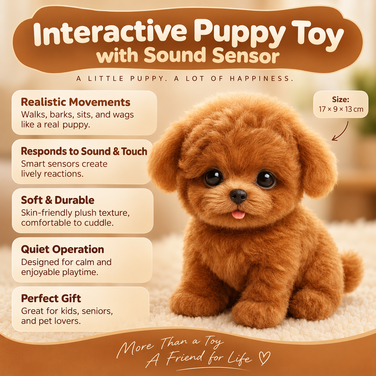 Interactive Plush Dog with Gentle Movements for Kids