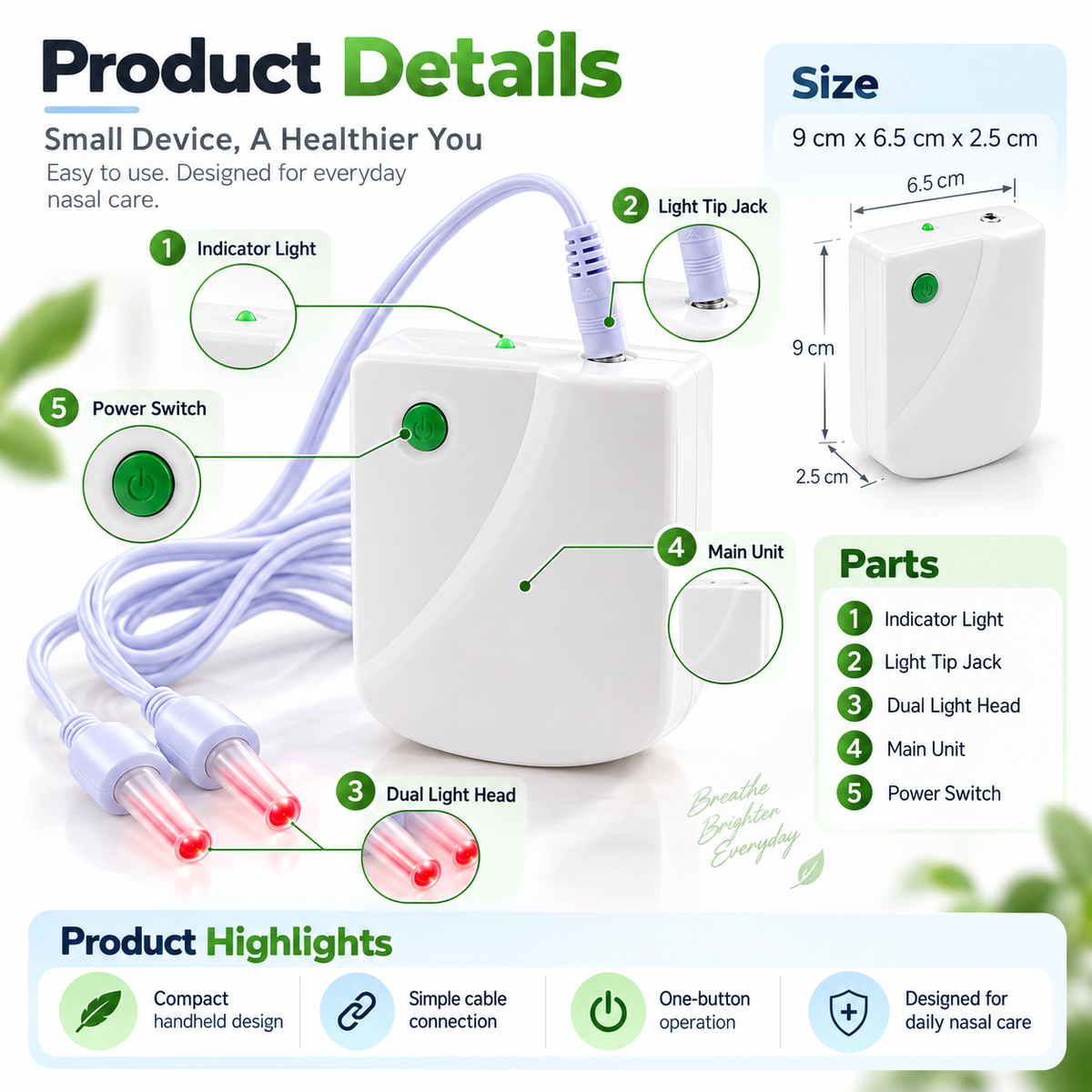 Infrared Rhinitis Relief Device Red Light Nasal Therapy at Home