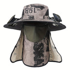 Outdoor Fishing Hat with Dual Solar Fans USB Rechargeable Sunshade