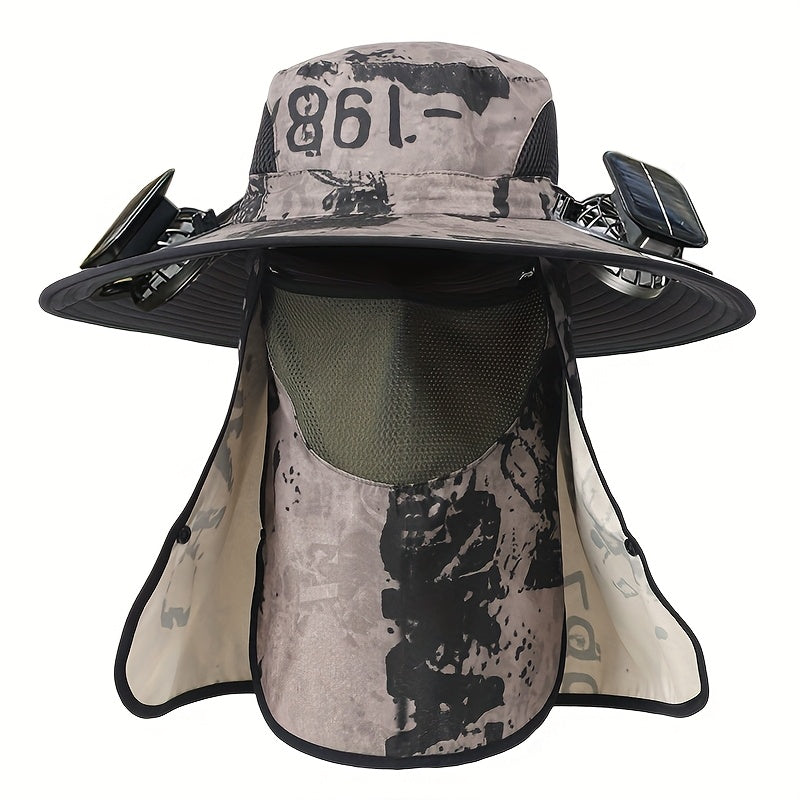 Outdoor Fishing Hat with Dual Solar Fans USB Rechargeable Sunshade