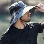 Men's Sun Hat with Removable Face and Neck Flap Adjustable Drawstring