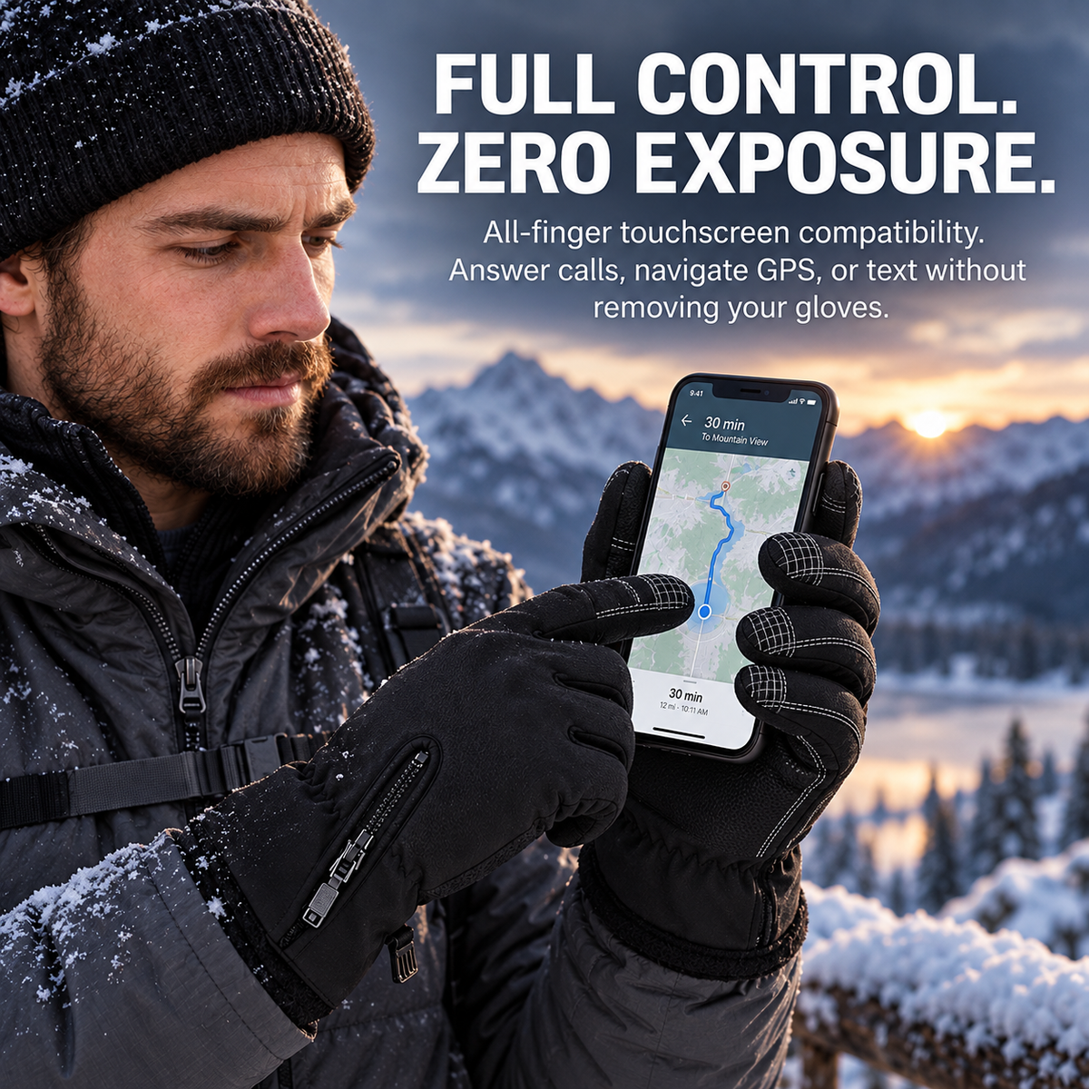 Heated Gloves for Men Waterproof Thermal Winter Touchscreen