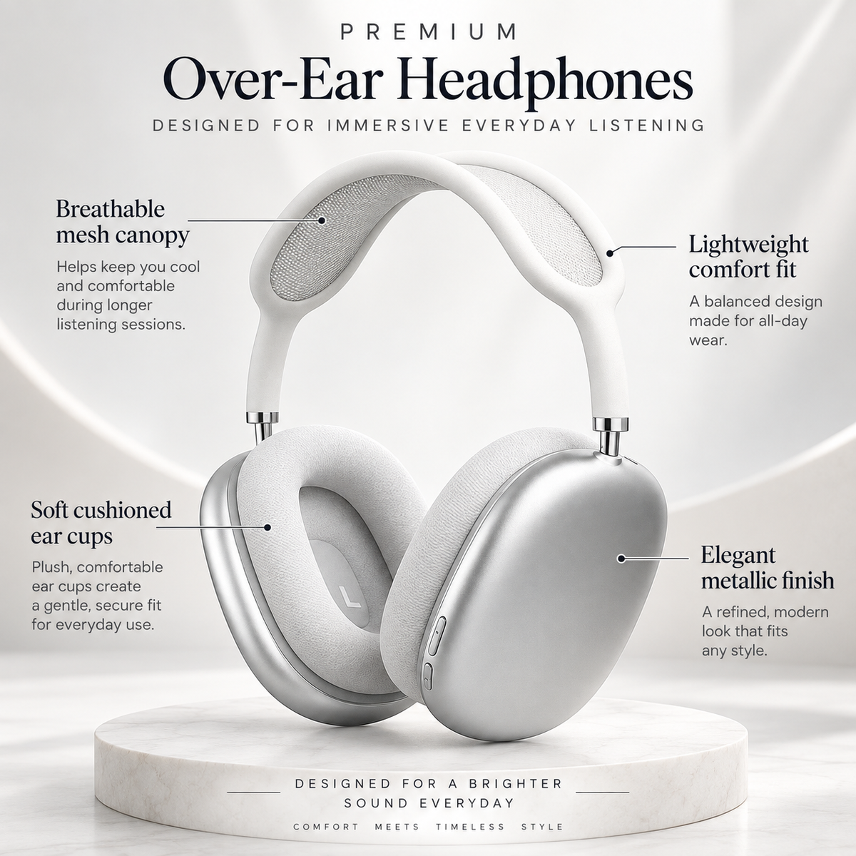 Bluetooth Over-Ear Headphones Noise Cancelling Wireless
