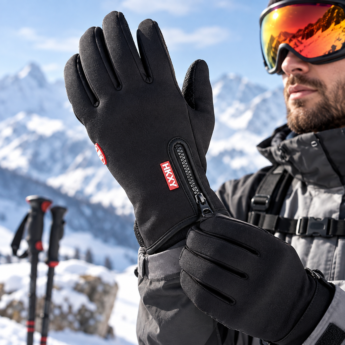 Electric Heated Gloves Waterproof Winter Gloves Rechargeable