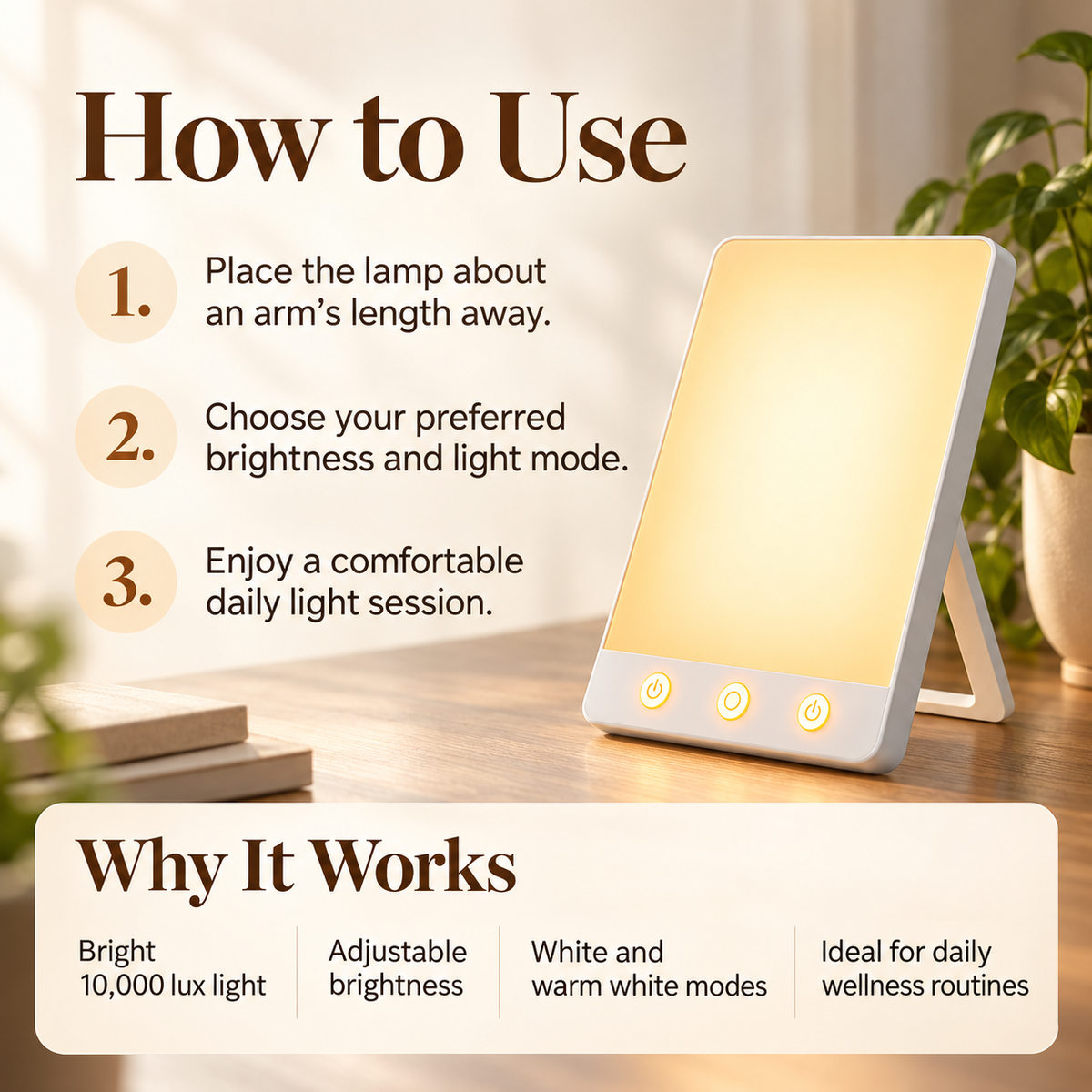 SAD Light Therapy Lamp UV Free Mood Boost Daylight Lamp