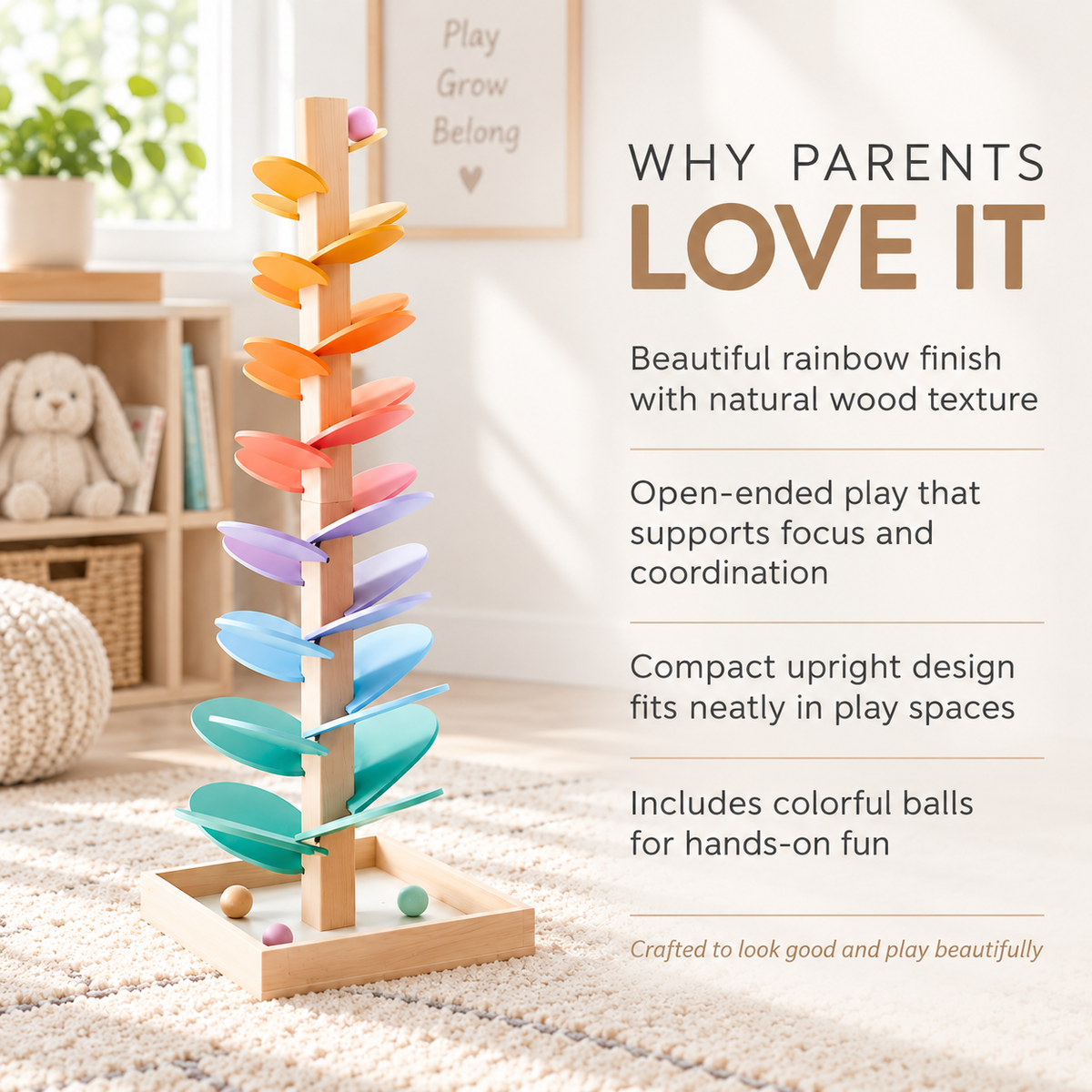 Wooden Marble Run Colourful Educational Toy for Kids