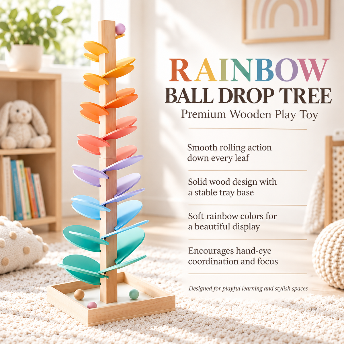 Wooden Marble Run Colourful Educational Toy for Kids