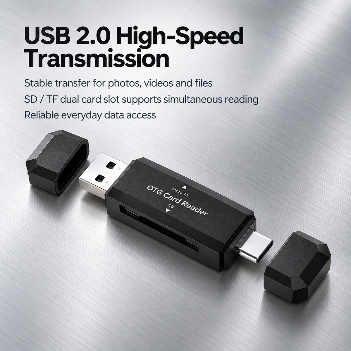 USB Type C SD and TF Card Reader Adapter 2 in 1 for Phone PC