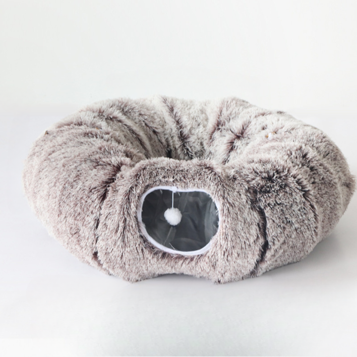 Plush Cat Tunnel Bed with Cozy Hideout Cave
