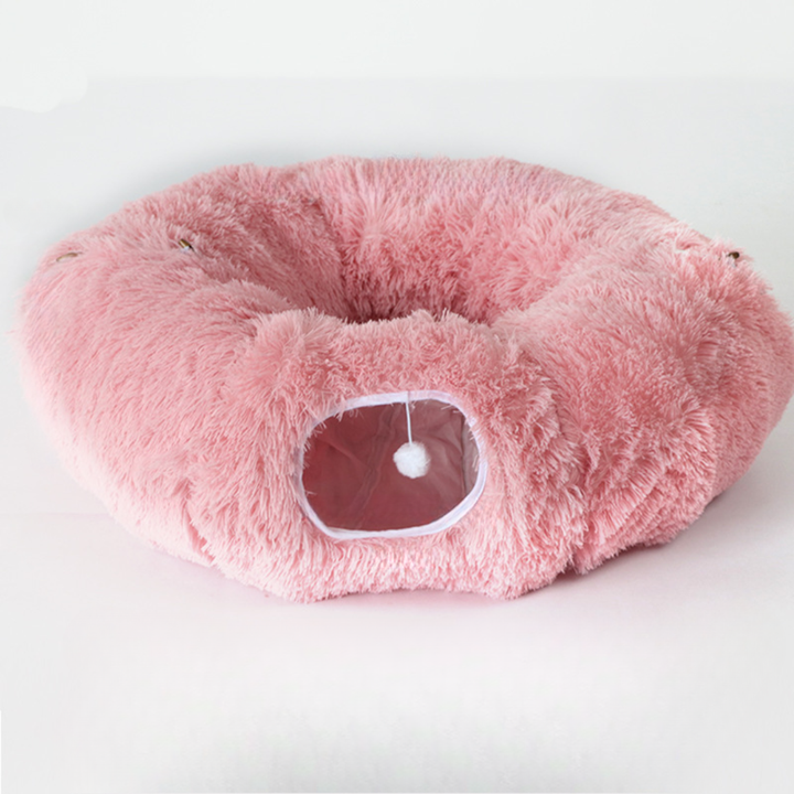 Plush Cat Tunnel Bed with Cozy Hideout Cave