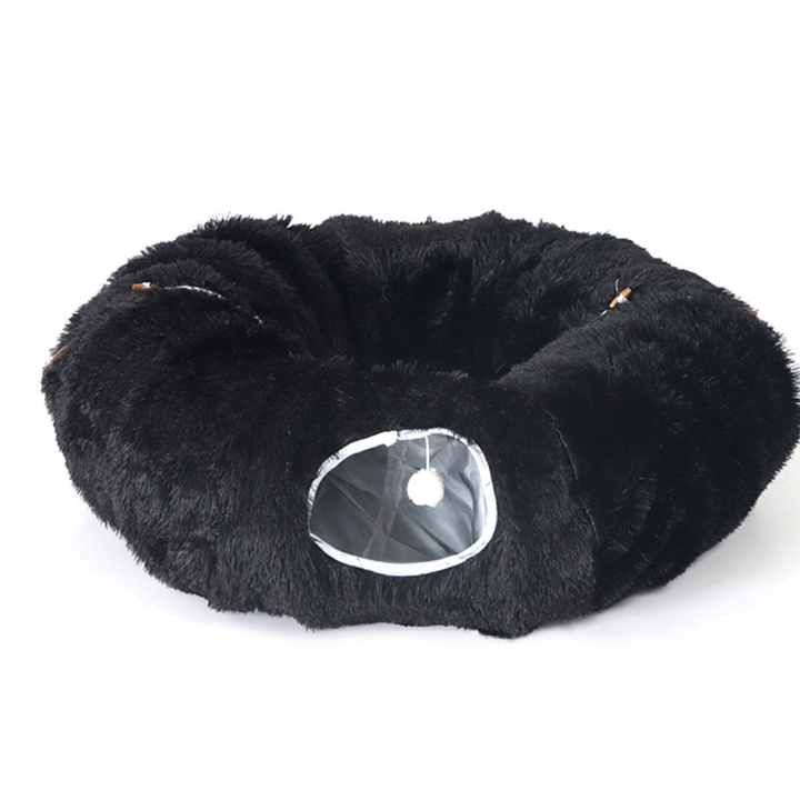 Plush Cat Tunnel Bed with Cozy Hideout Cave