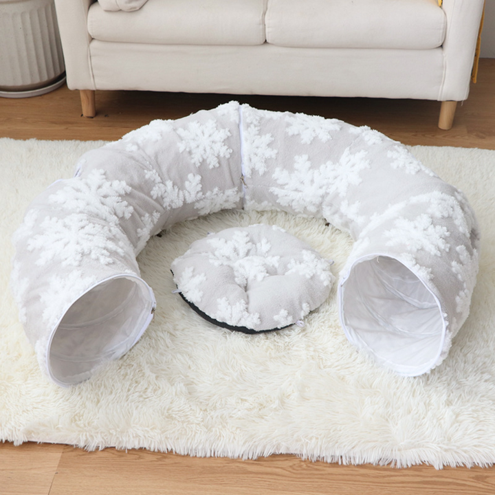 Plush Cat Tunnel Bed with Cozy Hideout Cave