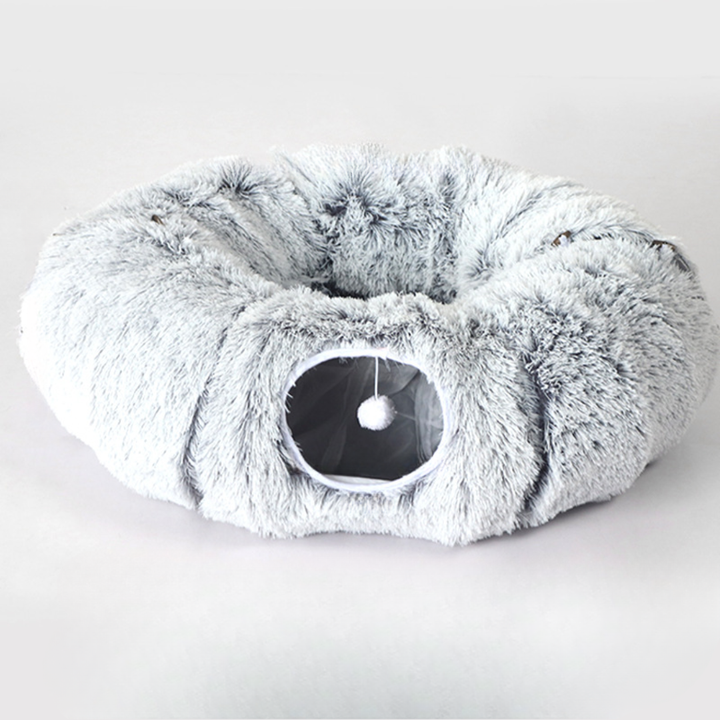 Plush Cat Tunnel Bed with Cozy Hideout Cave