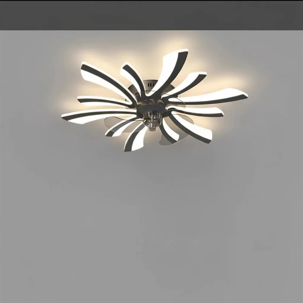 Ceiling Fan with LED Ceiling Light and Remote Control Flush Mount