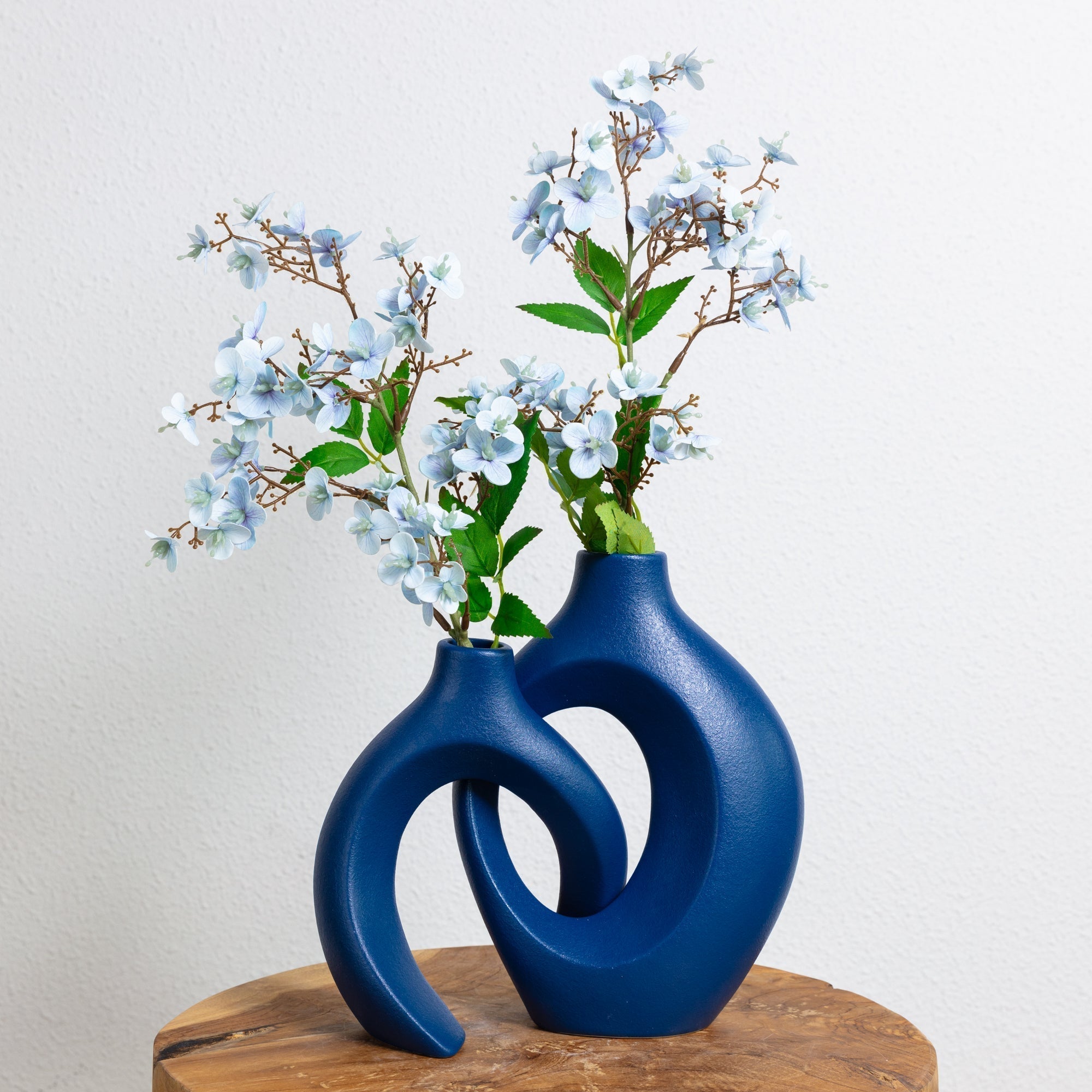 Modern Ceramic Vase Set with Sculptural Hollow Design