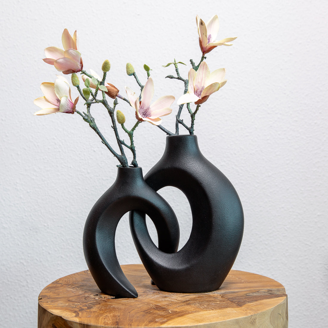 Modern Ceramic Vase Set with Sculptural Hollow Design