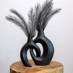 Modern Ceramic Vase Set with Sculptural Hollow Design