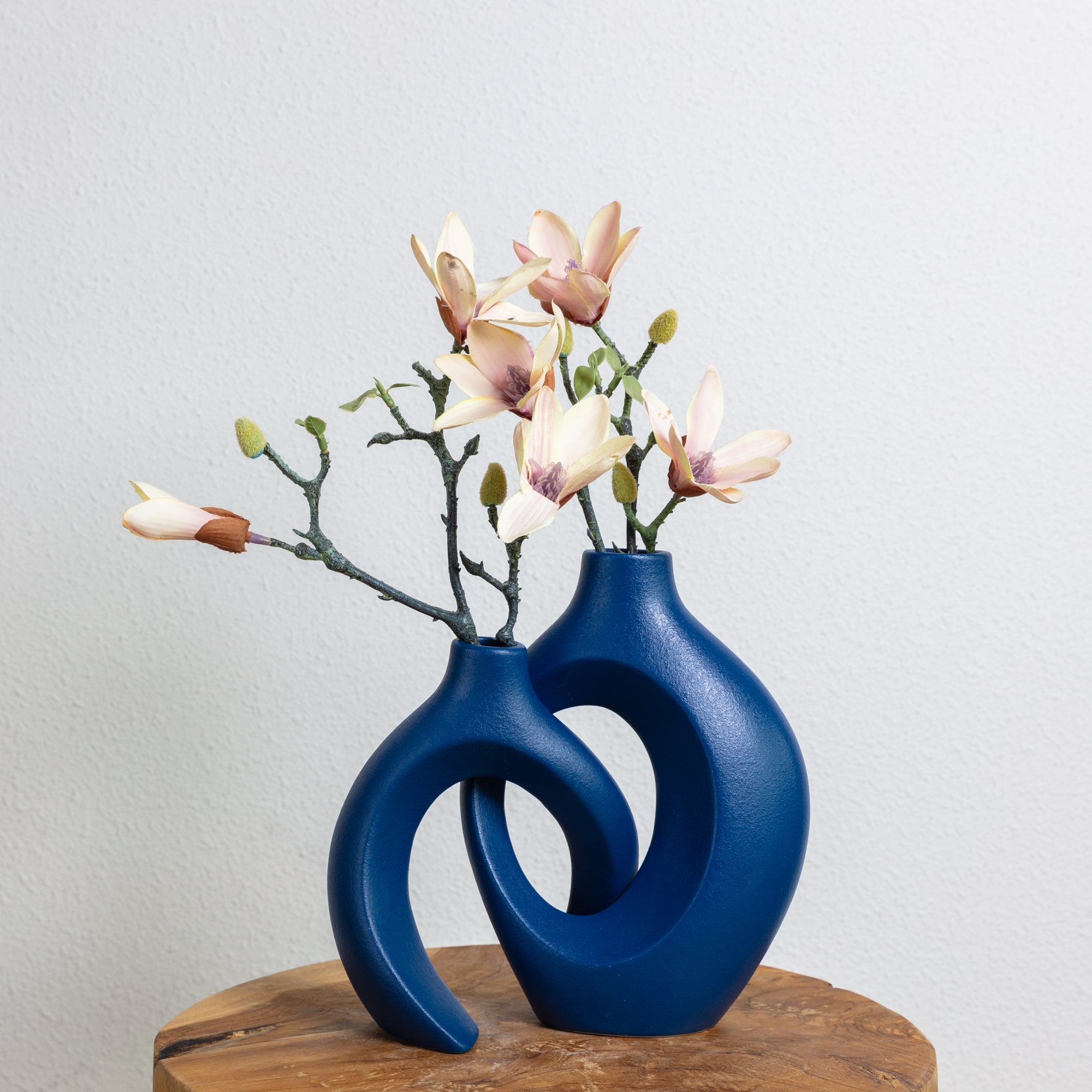 Modern Ceramic Vase Set with Sculptural Hollow Design
