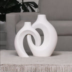 Modern Ceramic Vase Set with Sculptural Hollow Design