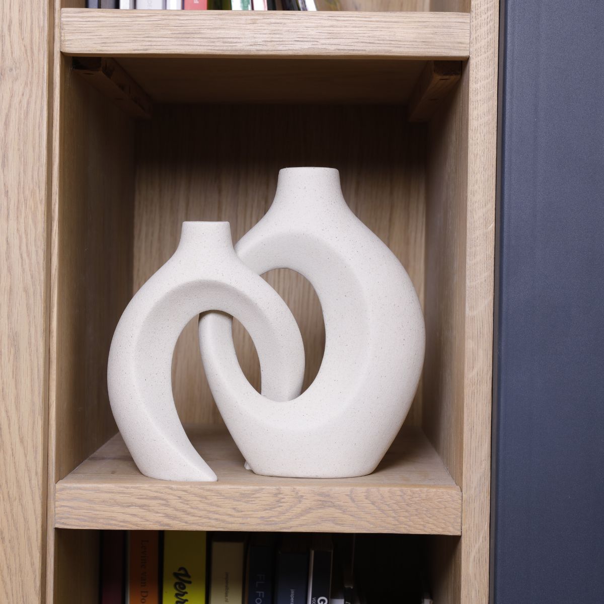 Modern Ceramic Vase Set with Sculptural Hollow Design