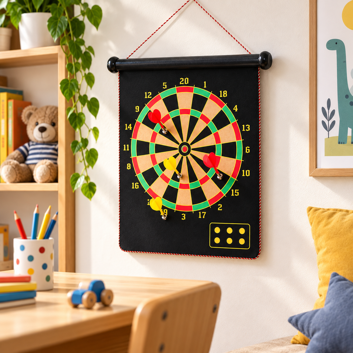 Magnetic Dart Board Set with Safe Magnetic Darts for Kids