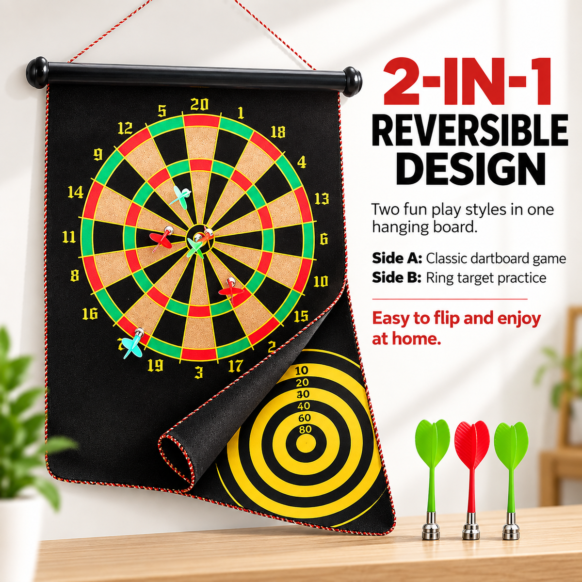 Magnetic Dart Board Set with Safe Magnetic Darts for Kids
