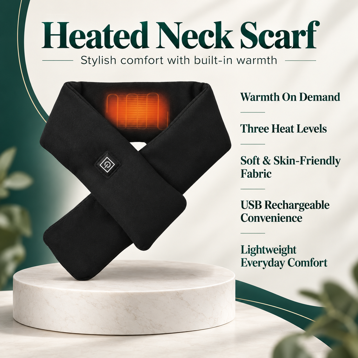 Heated Neck Wrap Rechargeable Heated Scarf for Winter Warmth
