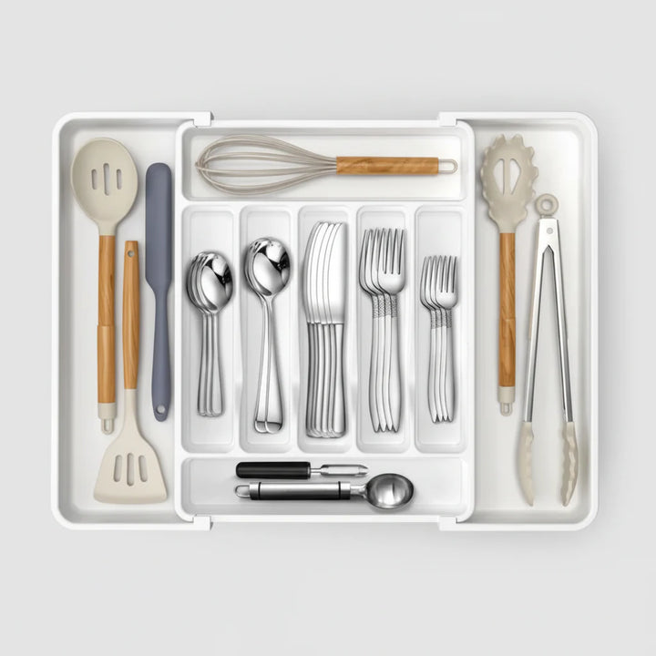 Expandable Cutlery Drawer Organizer with Adjustable Compartments