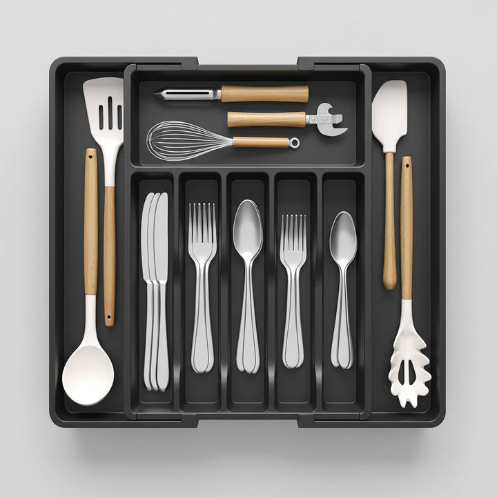 Expandable Cutlery Drawer Organizer with Adjustable Compartments
