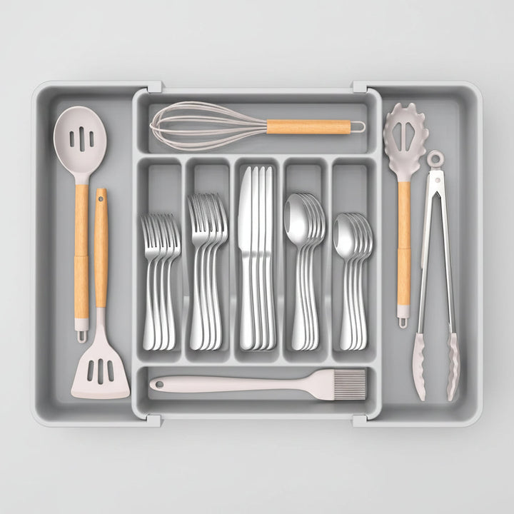 Expandable Cutlery Drawer Organizer with Adjustable Compartments