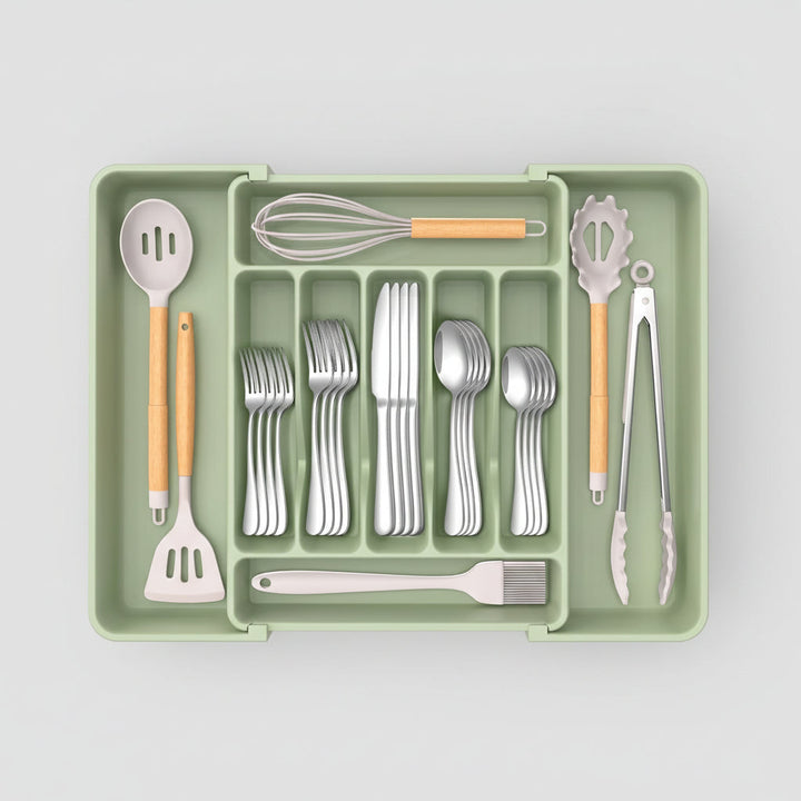 Expandable Cutlery Drawer Organizer with Adjustable Compartments