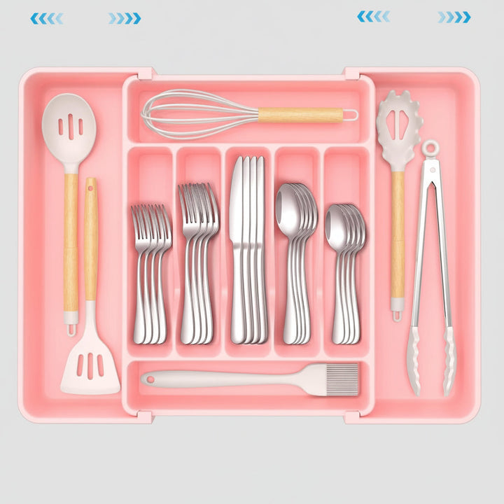 Expandable Cutlery Drawer Organizer with Adjustable Compartments
