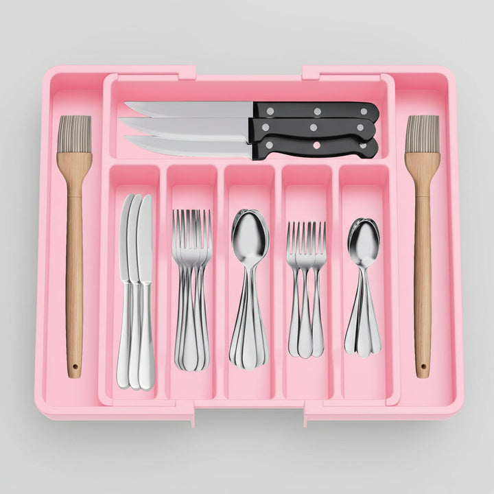 Expandable Cutlery Drawer Organizer with Adjustable Compartments