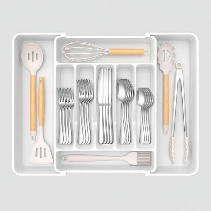 Expandable Cutlery Drawer Organizer with Adjustable Compartments