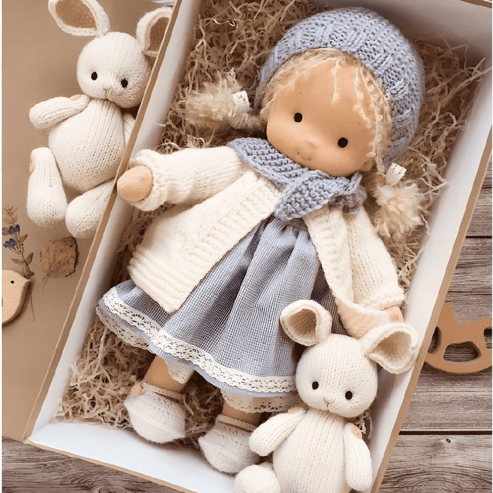 Handmade Knitted Doll Gift Set with Soft Plush Companion for Kids