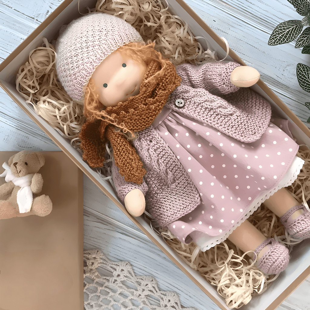 Handmade Knitted Doll Gift Set with Soft Plush Companion for Kids