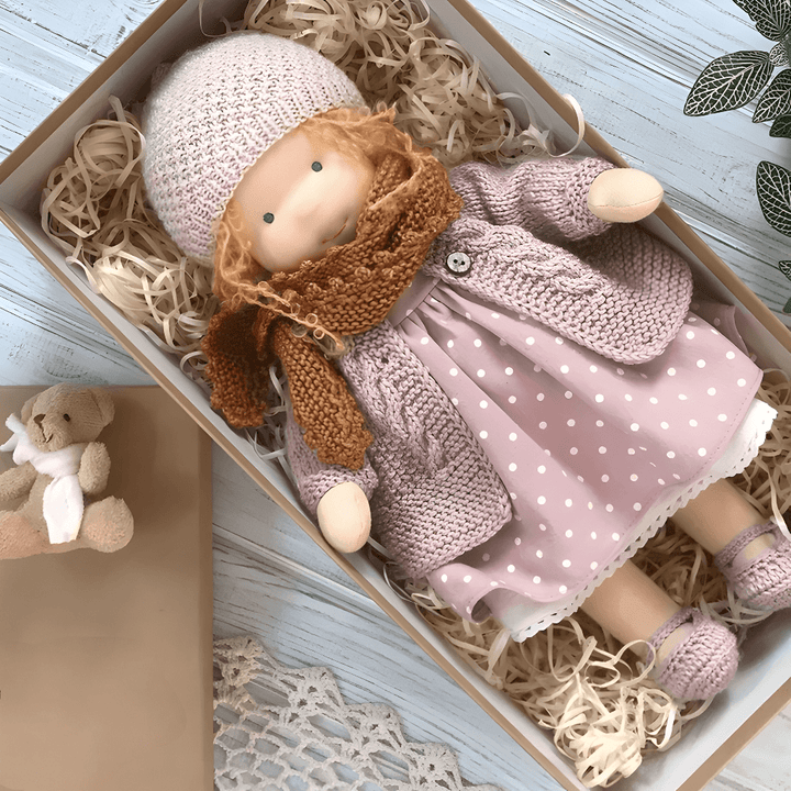 Handmade Knitted Doll Gift Set with Soft Plush Companion for Kids