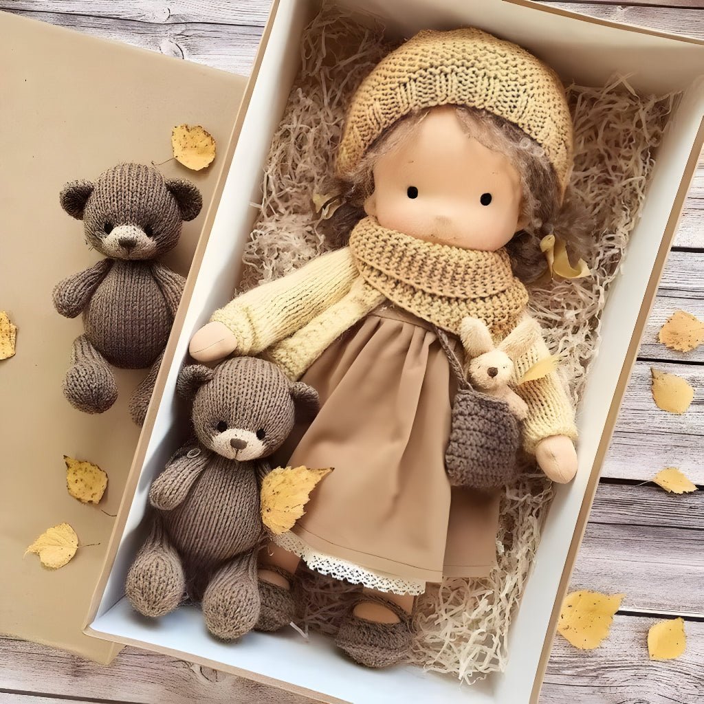 Handmade Knitted Doll Gift Set with Soft Plush Companion for Kids
