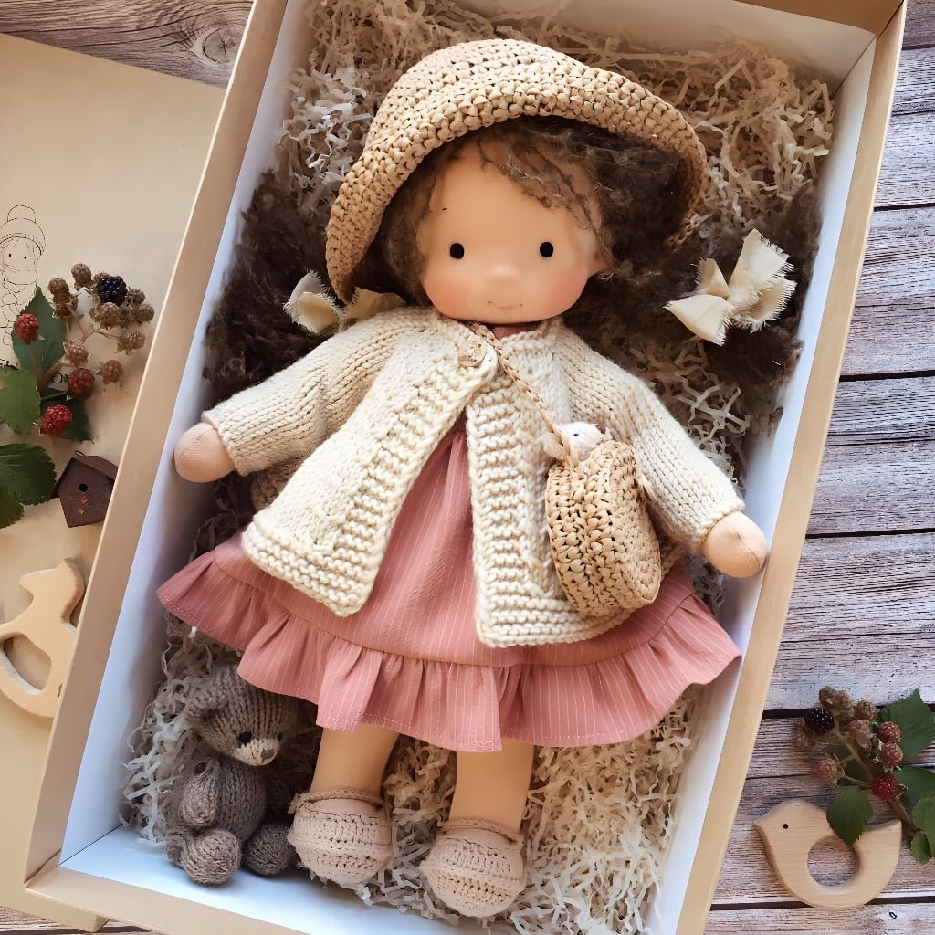 Handmade Knitted Doll Gift Set with Soft Plush Companion for Kids