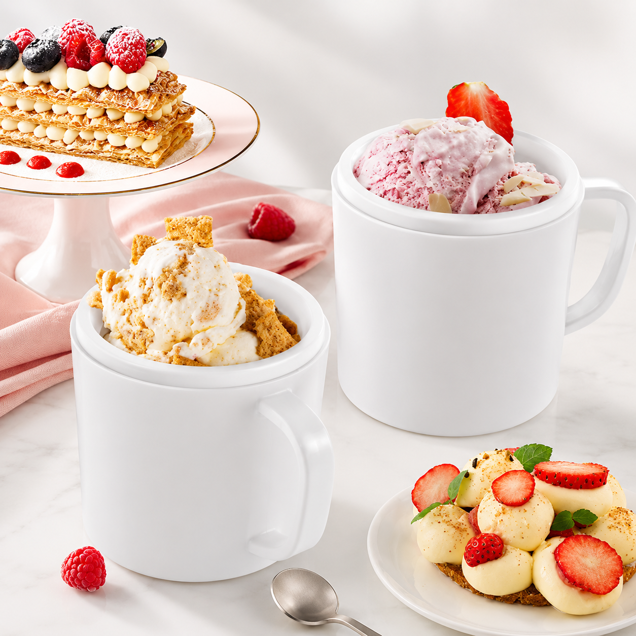 Ice Cream Maker Double Bowl Automatic Yogurt Sorbet Machine