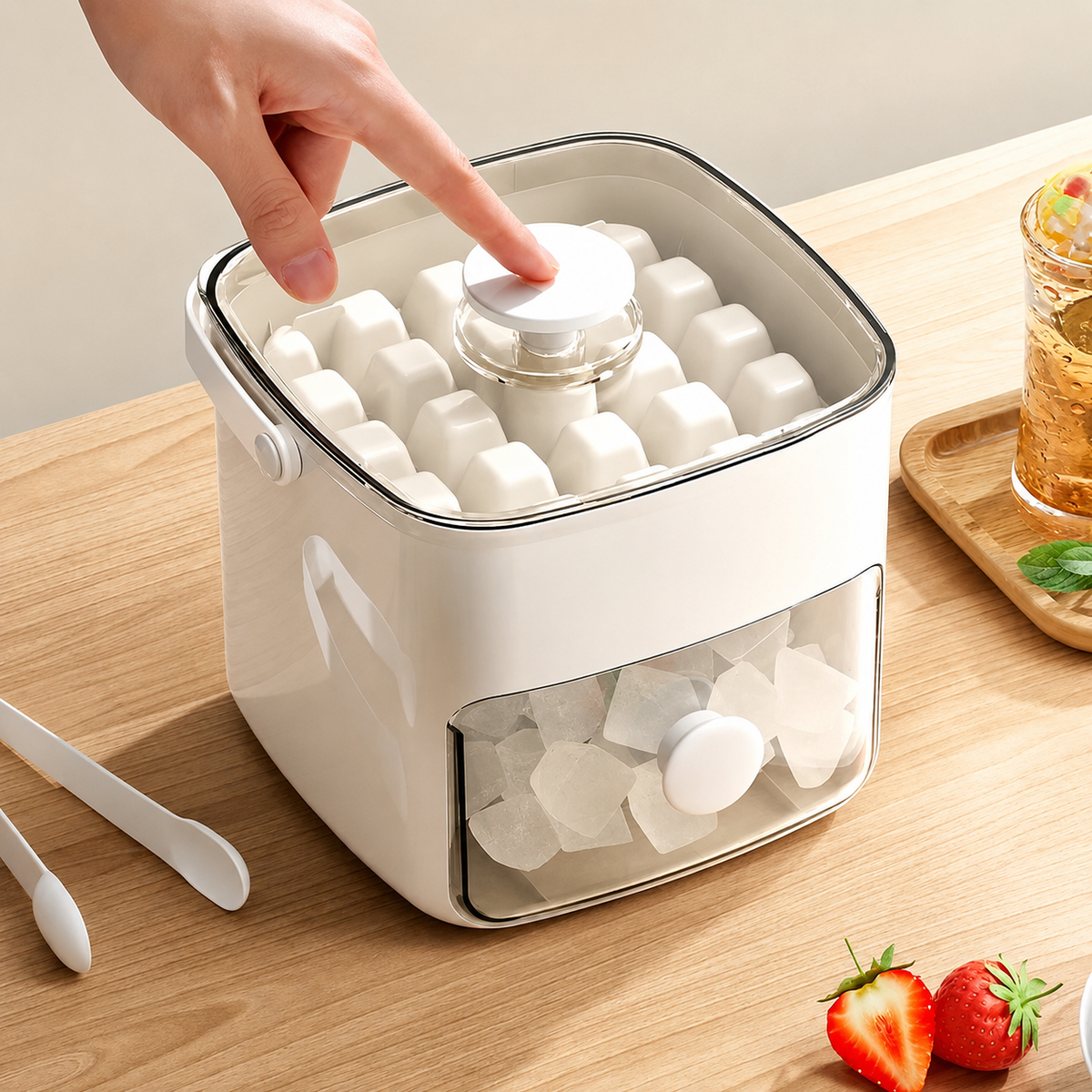 Ice Cube Maker Machine with Ice Cube Storage Container Drawer