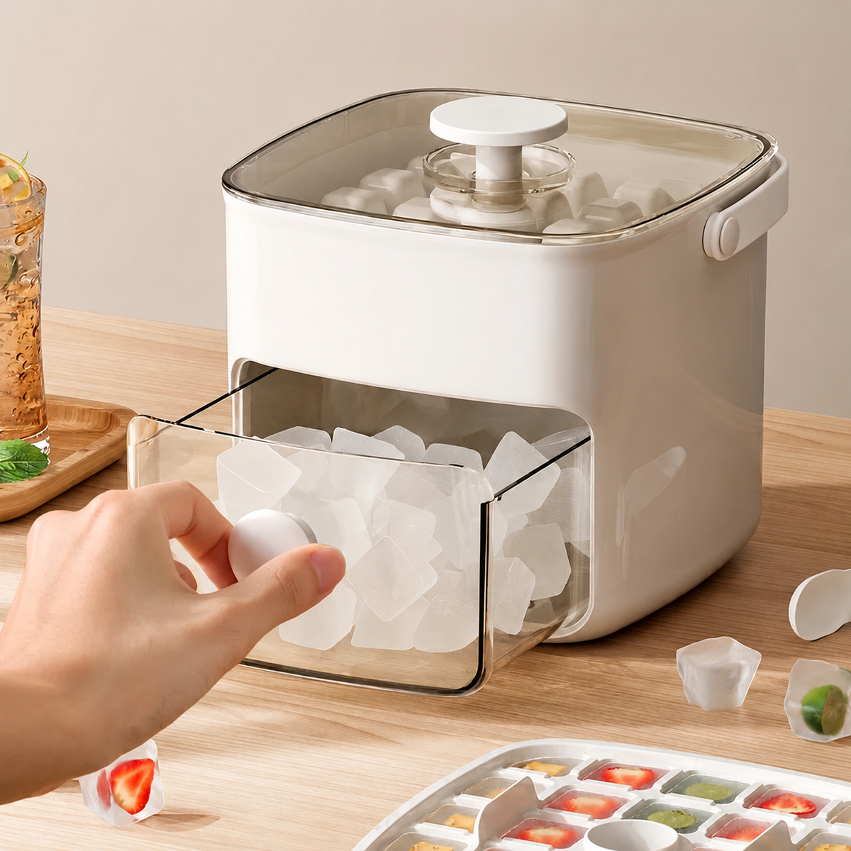 Ice Cube Maker Machine with Ice Cube Storage Container Drawer