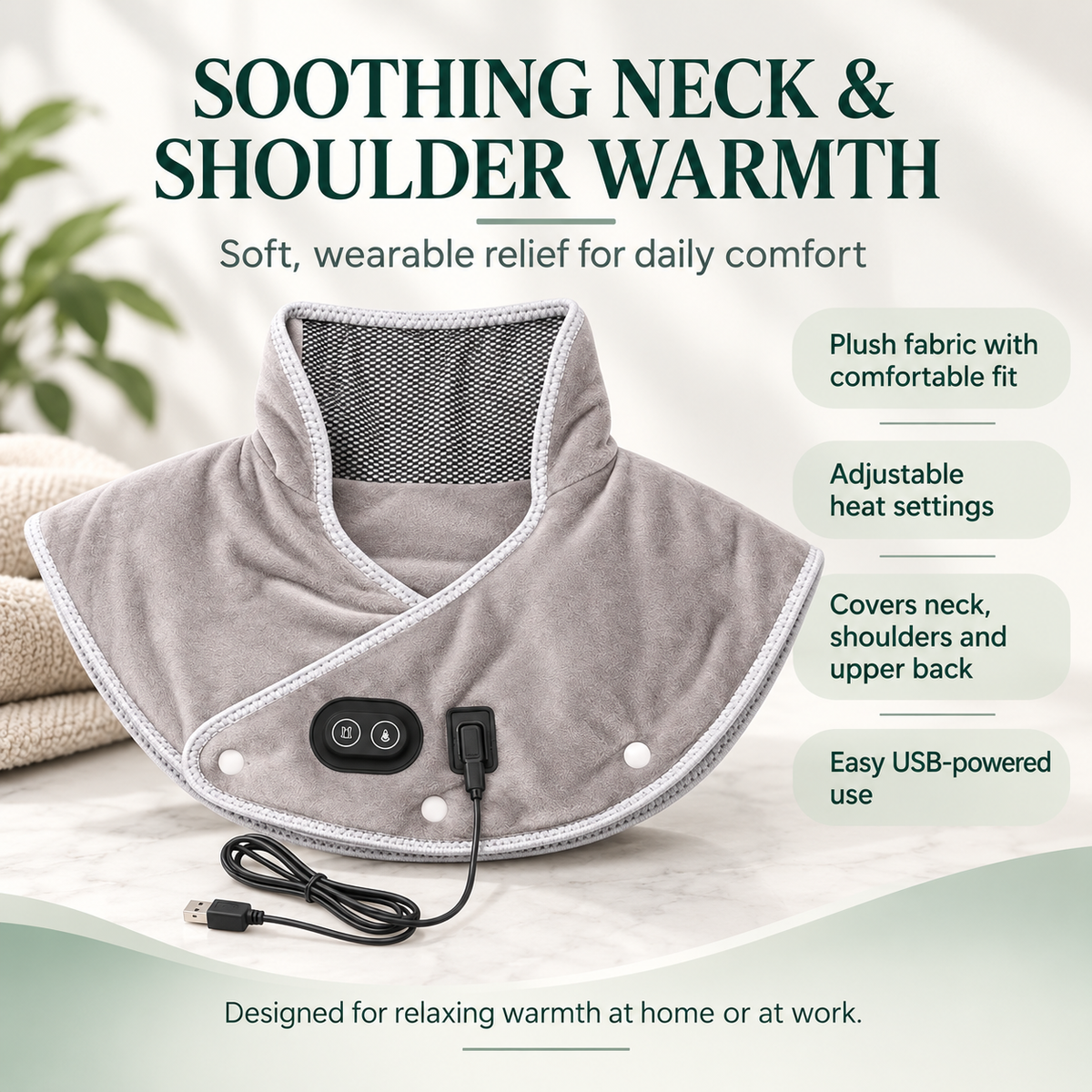 Neck Heating Pad Massager Cordless Heat Wrap for Pain Relief