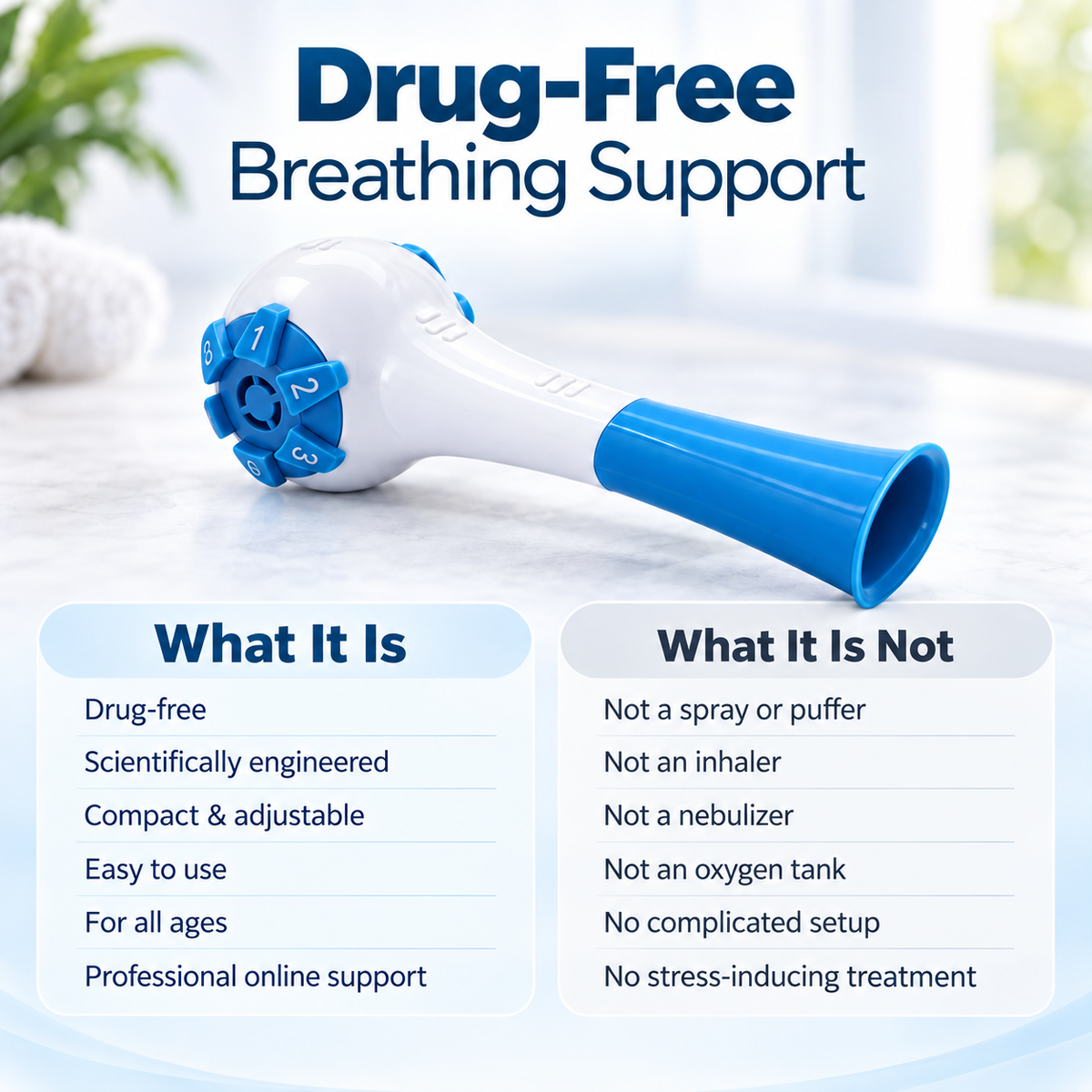 Breathing Exerciser Lung Trainer Device for Respiratory Strength