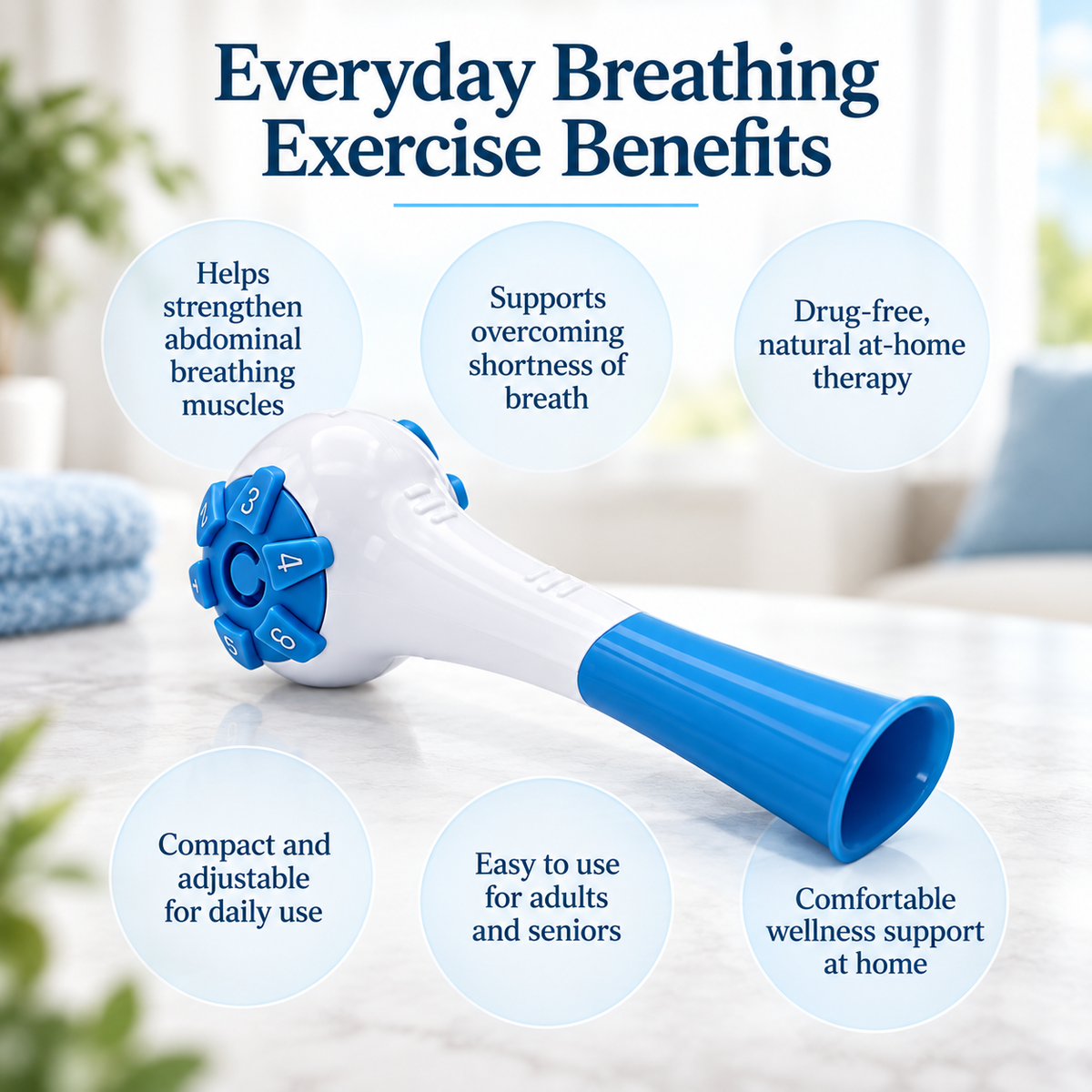 Breathing Exerciser Lung Trainer Device for Respiratory Strength