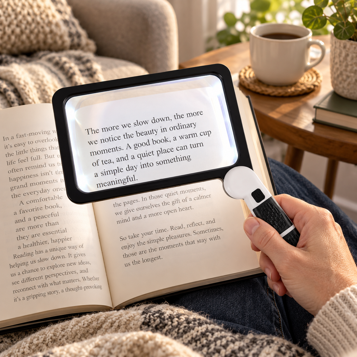 Full Page Magnifying Glass 5X LED Lighted Magnifier for Reading