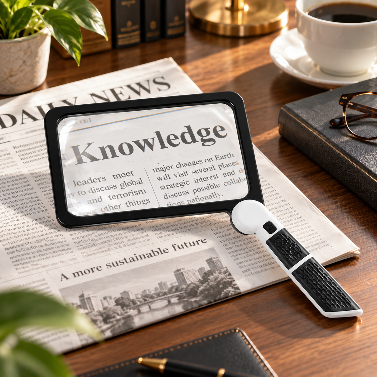 Full Page Magnifying Glass 5X LED Lighted Magnifier for Reading