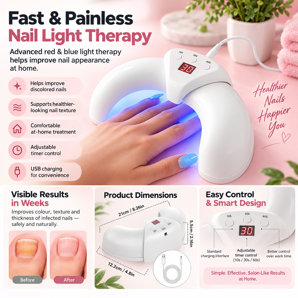 Nail Fungus Laser Device Red and Blue Light Home Treatment