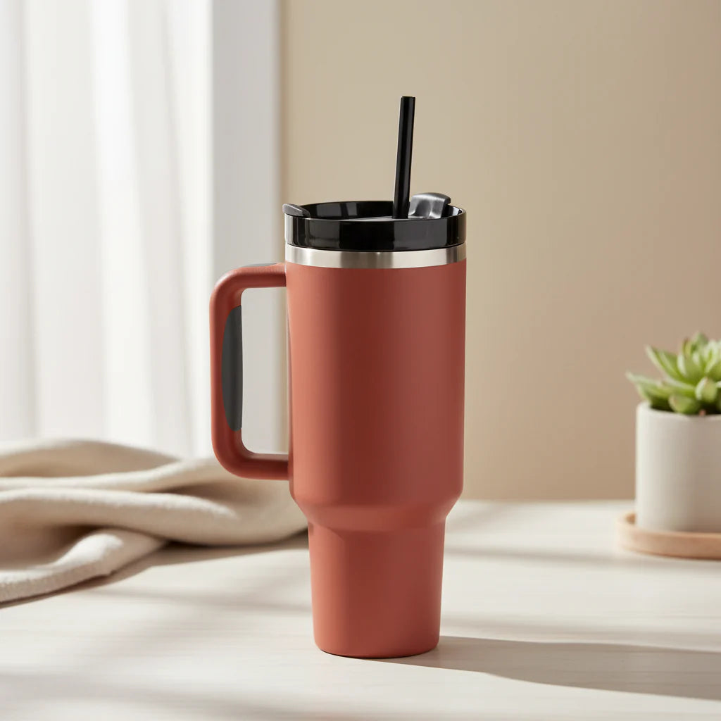 Insulated Travel Mug with Handle for Hot and Cold Drinks